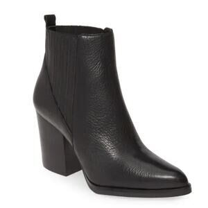 Marc Fisher Alva Pointy Toe Bootie Womens Size 5.5 Black Leather Ankle Boots